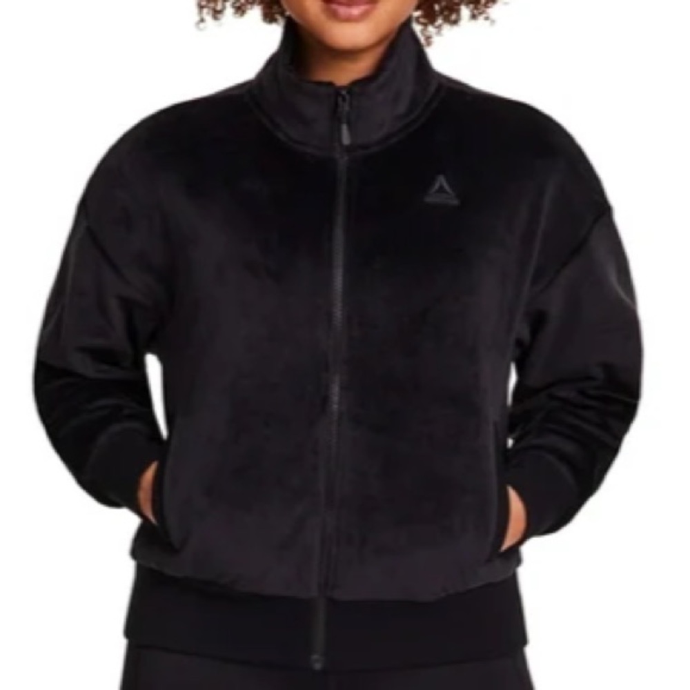 NWT Reebok velour oversized full zip jacket sweatshirt size medium soft - Picture 2 of 8